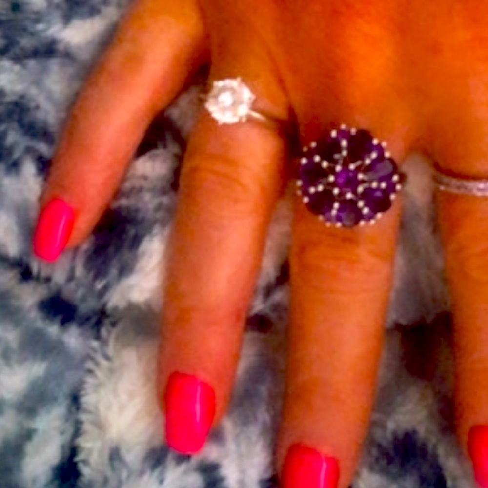 Amythest flower ring